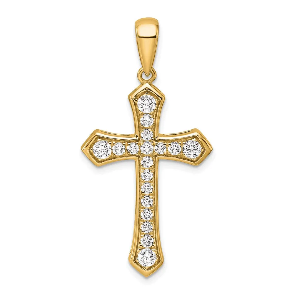 14k Gold Lab Grown Diamond Cross Pendant (0.75ct, VS, D-E)