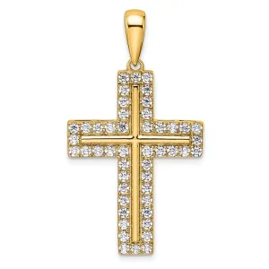 14k Gold Lab Grown Diamond Cross Pendant (1ct, VS, D-E)