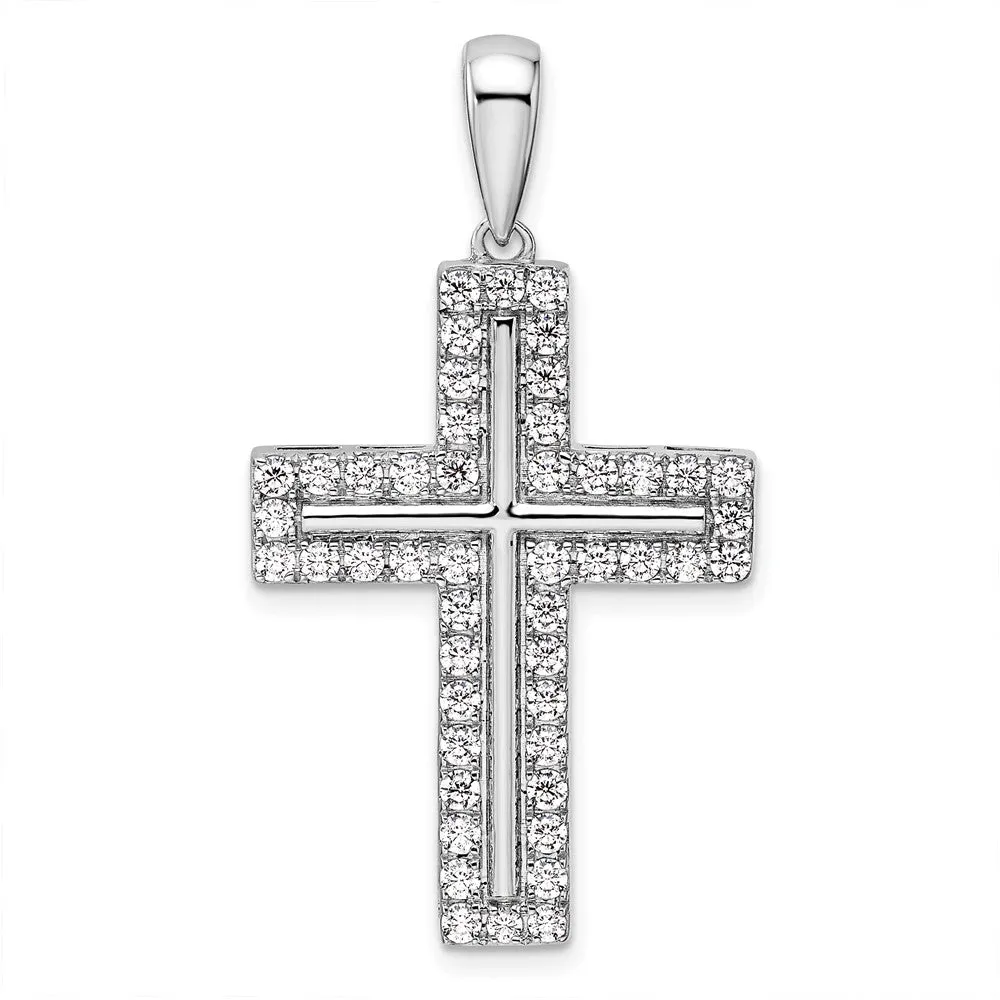 14k Gold Lab Grown Diamond Cross Pendant (1ct, VS, D-E)