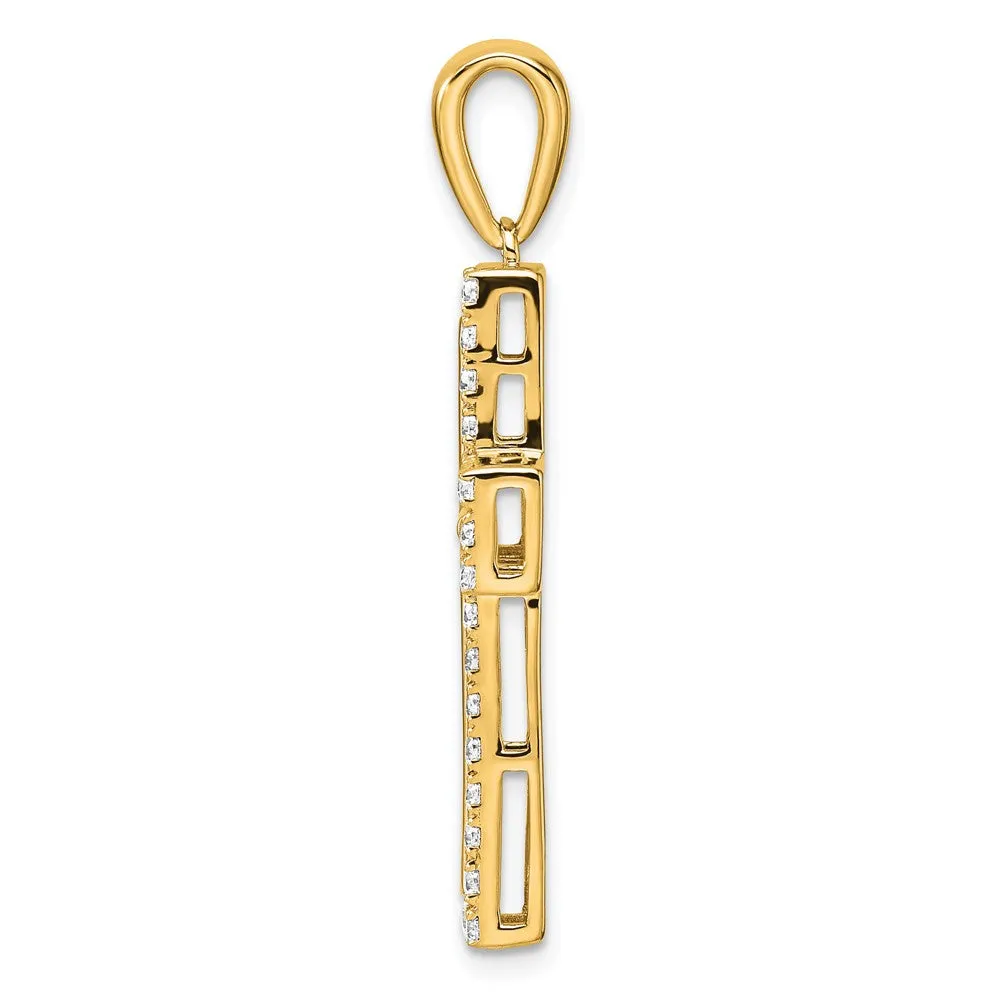 14k Gold Lab Grown Diamond Cross Pendant (1ct, VS, D-E)