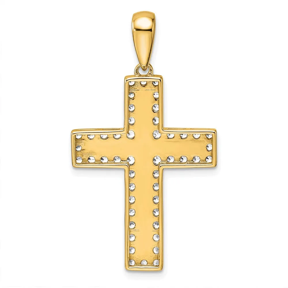 14k Gold Lab Grown Diamond Cross Pendant (1ct, VS, D-E)