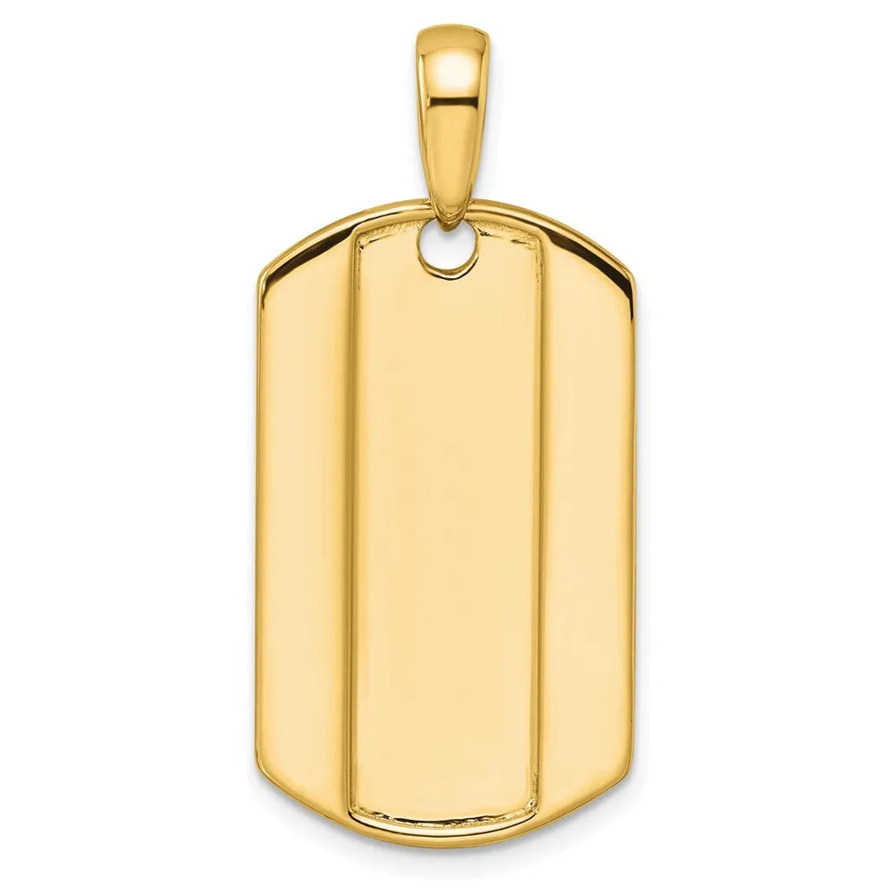 14k Gold Lab Grown Diamond Dog Tag Pendant (0.75ct, VS, D-E)