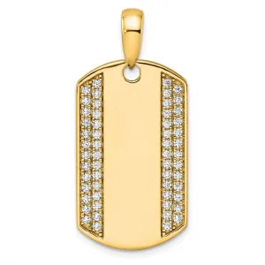 14k Gold Lab Grown Diamond Dog Tag Pendant (0.75ct, VS, D-E)