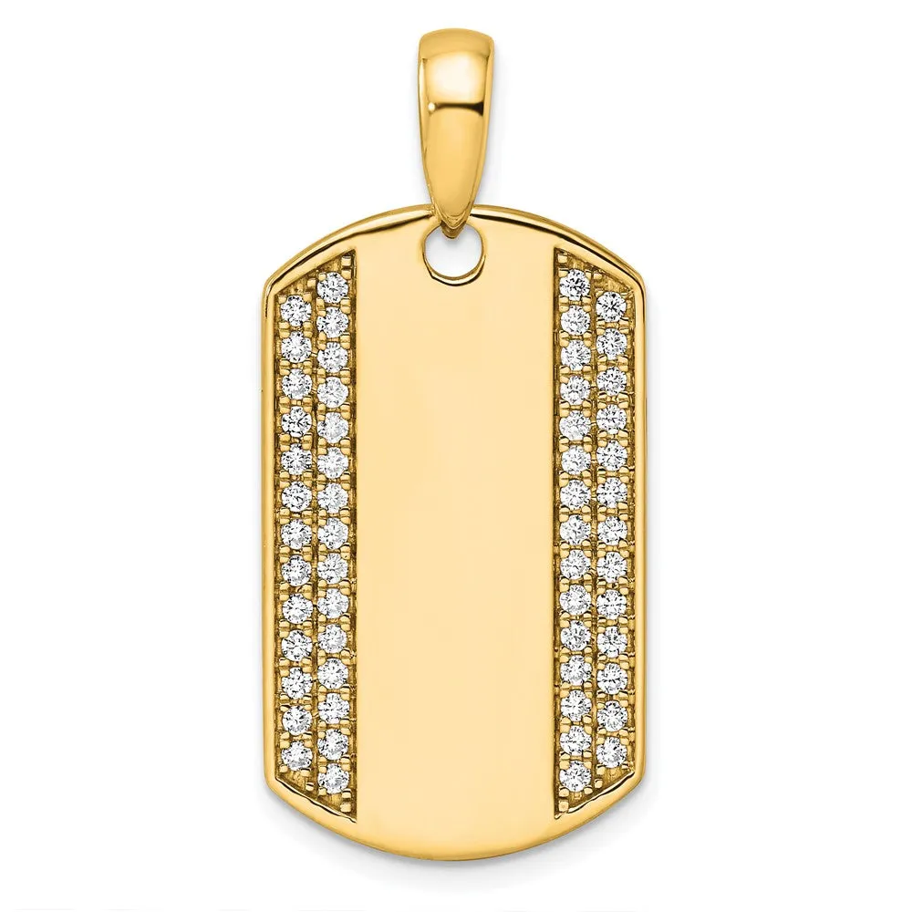 14k Gold Lab Grown Diamond Dog Tag Pendant (0.75ct, VS, D-E)