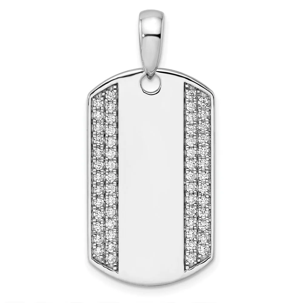 14k Gold Lab Grown Diamond Dog Tag Pendant (0.75ct, VS, D-E)