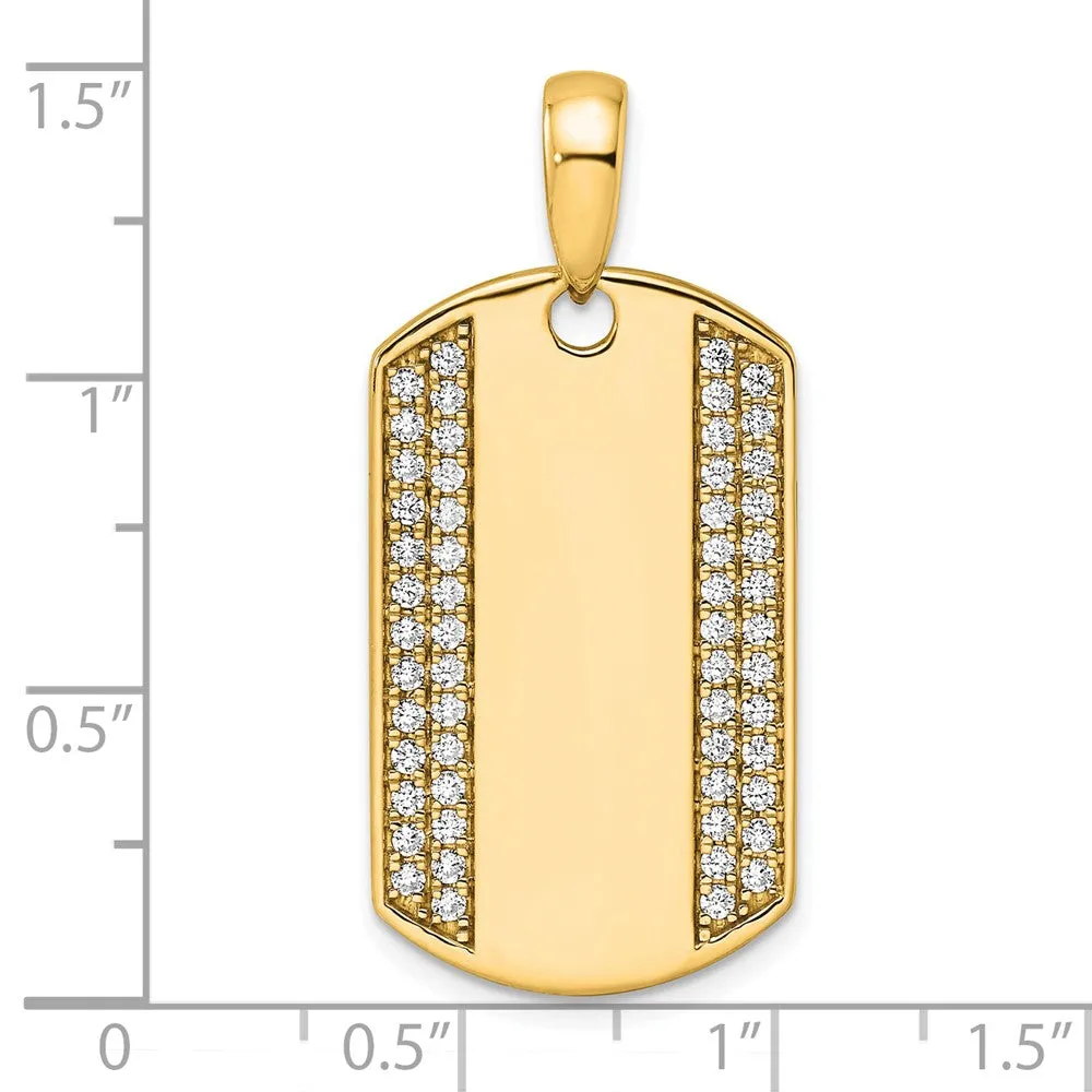 14k Gold Lab Grown Diamond Dog Tag Pendant (0.75ct, VS, D-E)