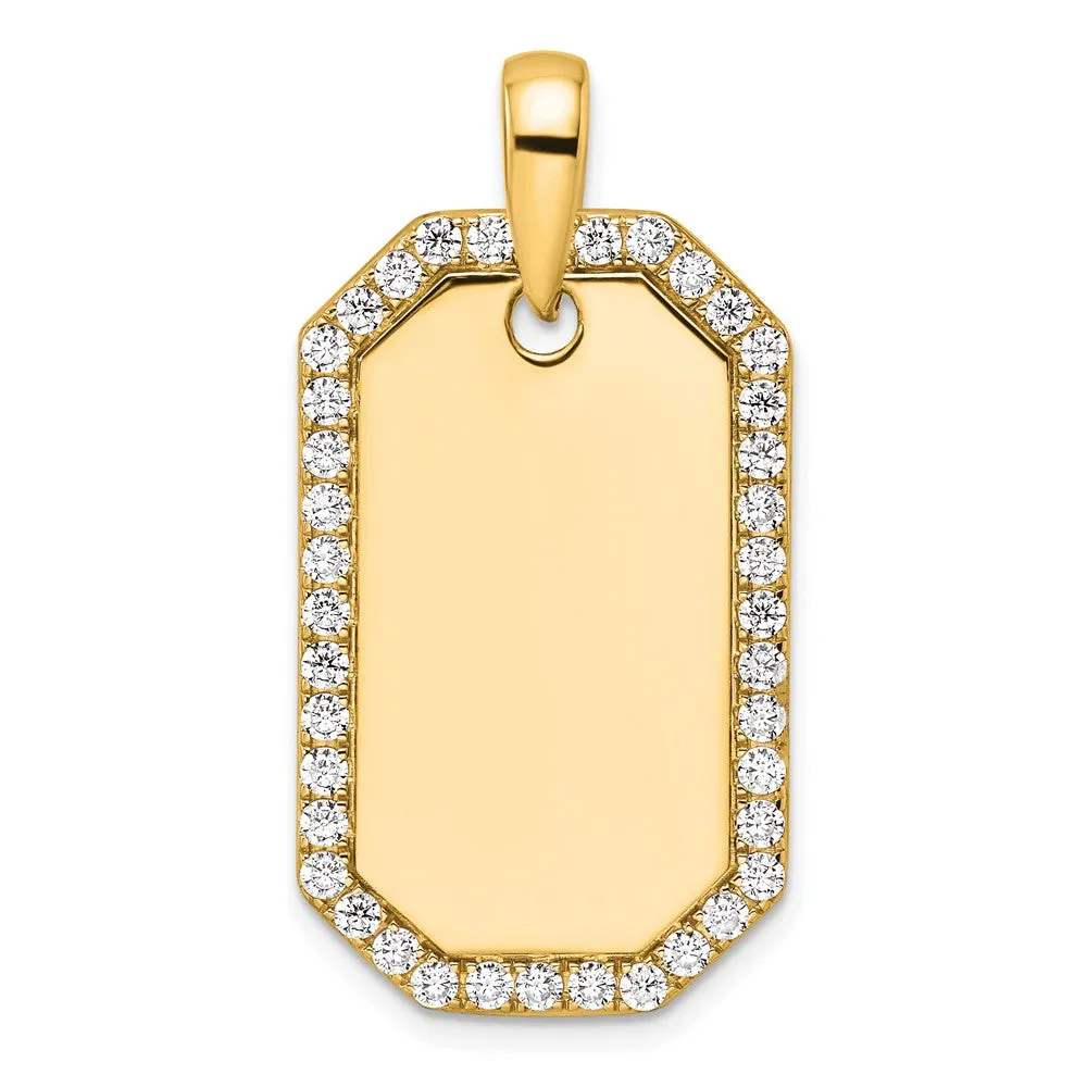14K Gold Lab Grown Diamond Dog Tag Pendant (1ct, VS, D-E)