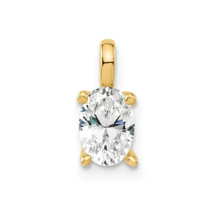 14k Gold Lab Grown Diamond Oval Solitaire Pendan (0.5ct, VS, G-H)