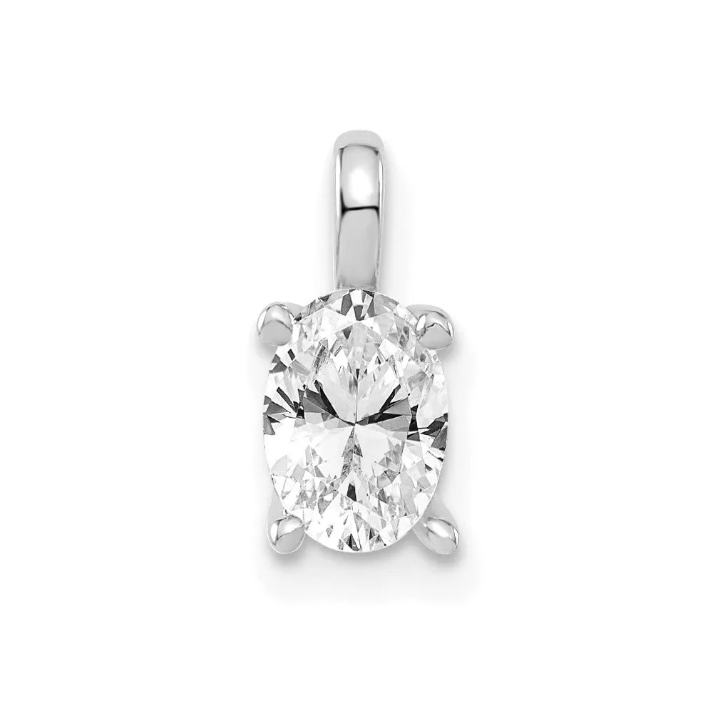 14k Gold Lab Grown Diamond Oval Solitaire Pendan (0.5ct, VS, G-H)