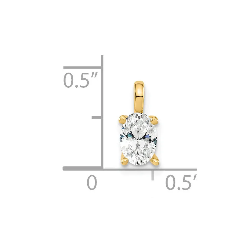 14k Gold Lab Grown Diamond Oval Solitaire Pendan (0.5ct, VS, G-H)