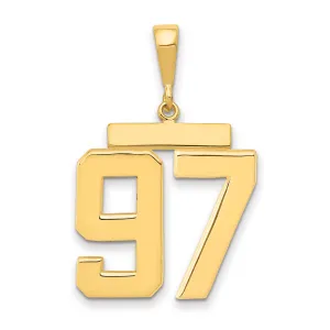 14K Gold Large Polished Number 97 Charm  Timeless Themed Pendant