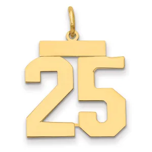 14K Gold Polished Number 25 Charm Laser Cut Medium Size