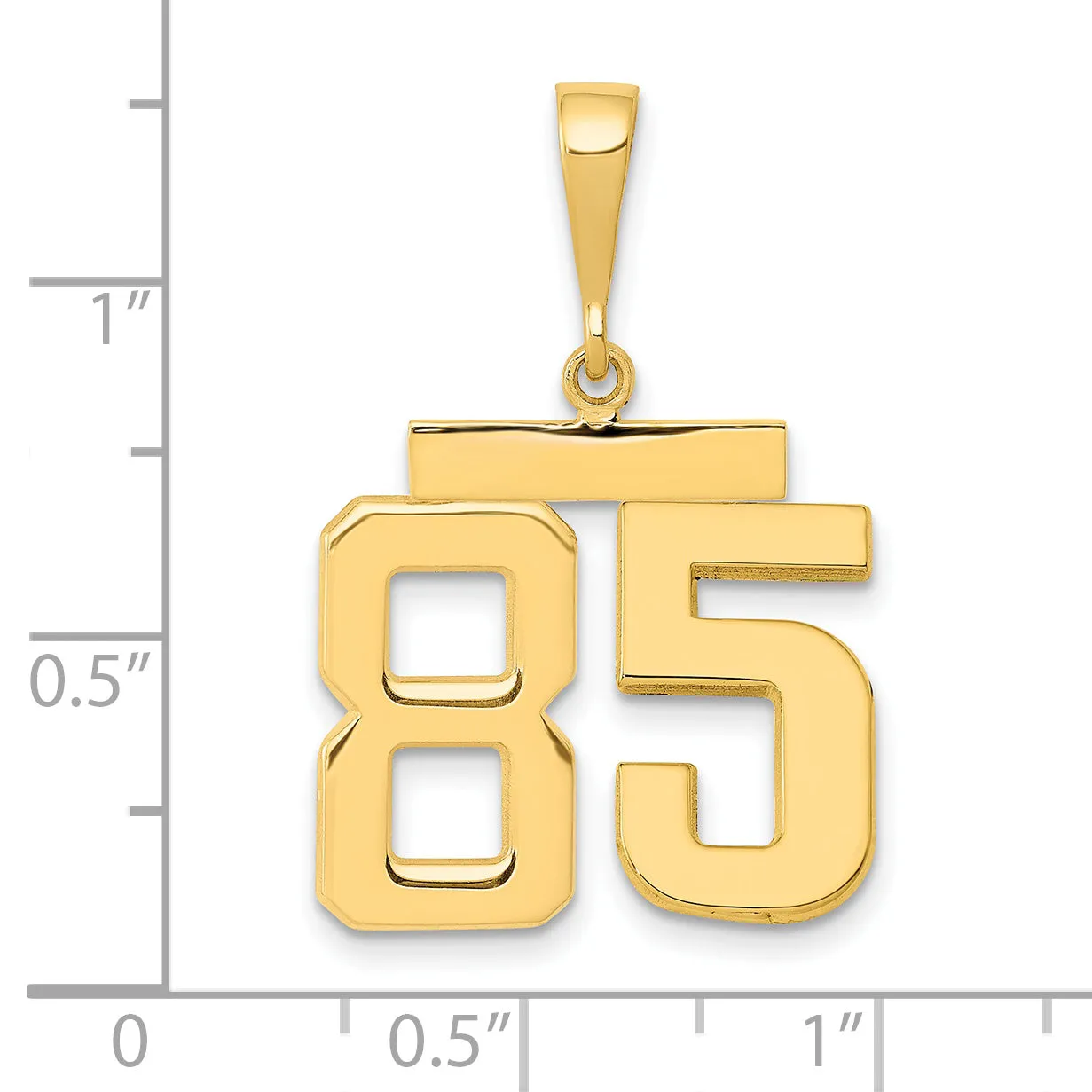 14K Gold Polished Number 85 Charm  Medium, Timeless Design