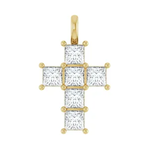 14k Gold Princess Cut 1 1/2ct Lab-Grown Diamond Pendant