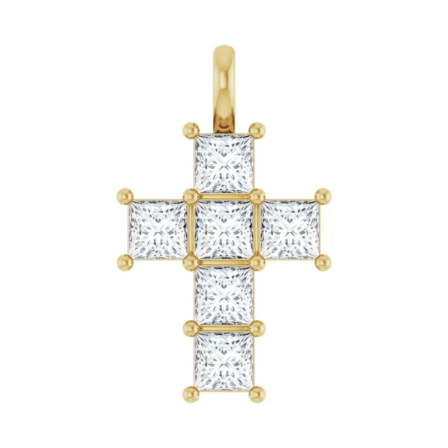 14k Gold Princess Cut 1 1/2ct Lab-Grown Diamond Pendant