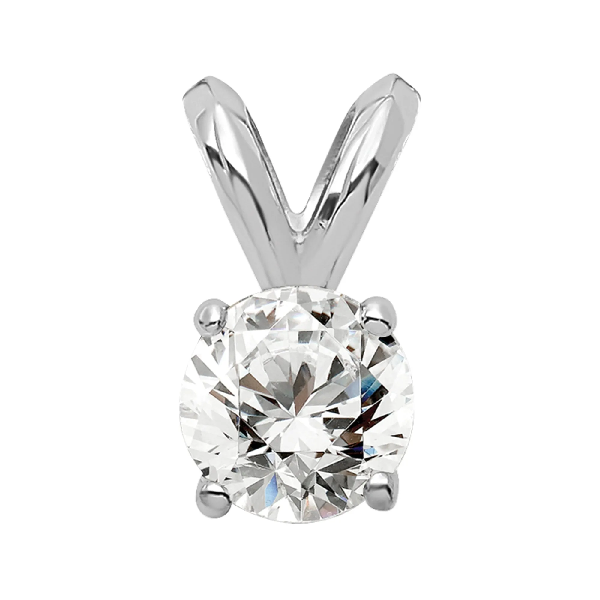 14k Gold Round Lab Grown Diamond Solitaire Pendant (0.25ct, VS, G-H)