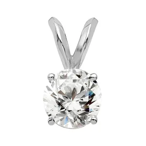 14k Gold Round Lab Grown Diamond Solitaire Pendant (0.5ct, VS, G-H)