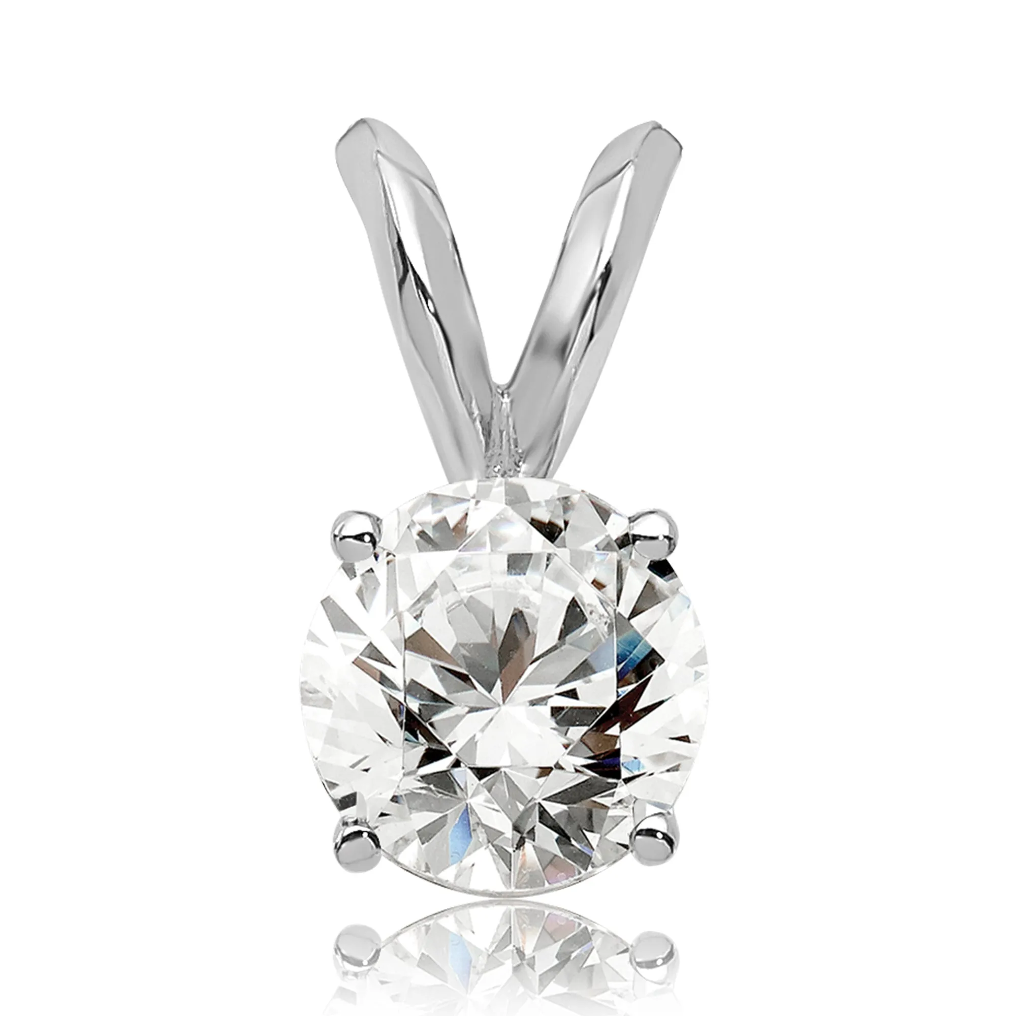 14k Gold Round Lab Grown Diamond Solitaire Pendant (0.5ct, VS, G-H)