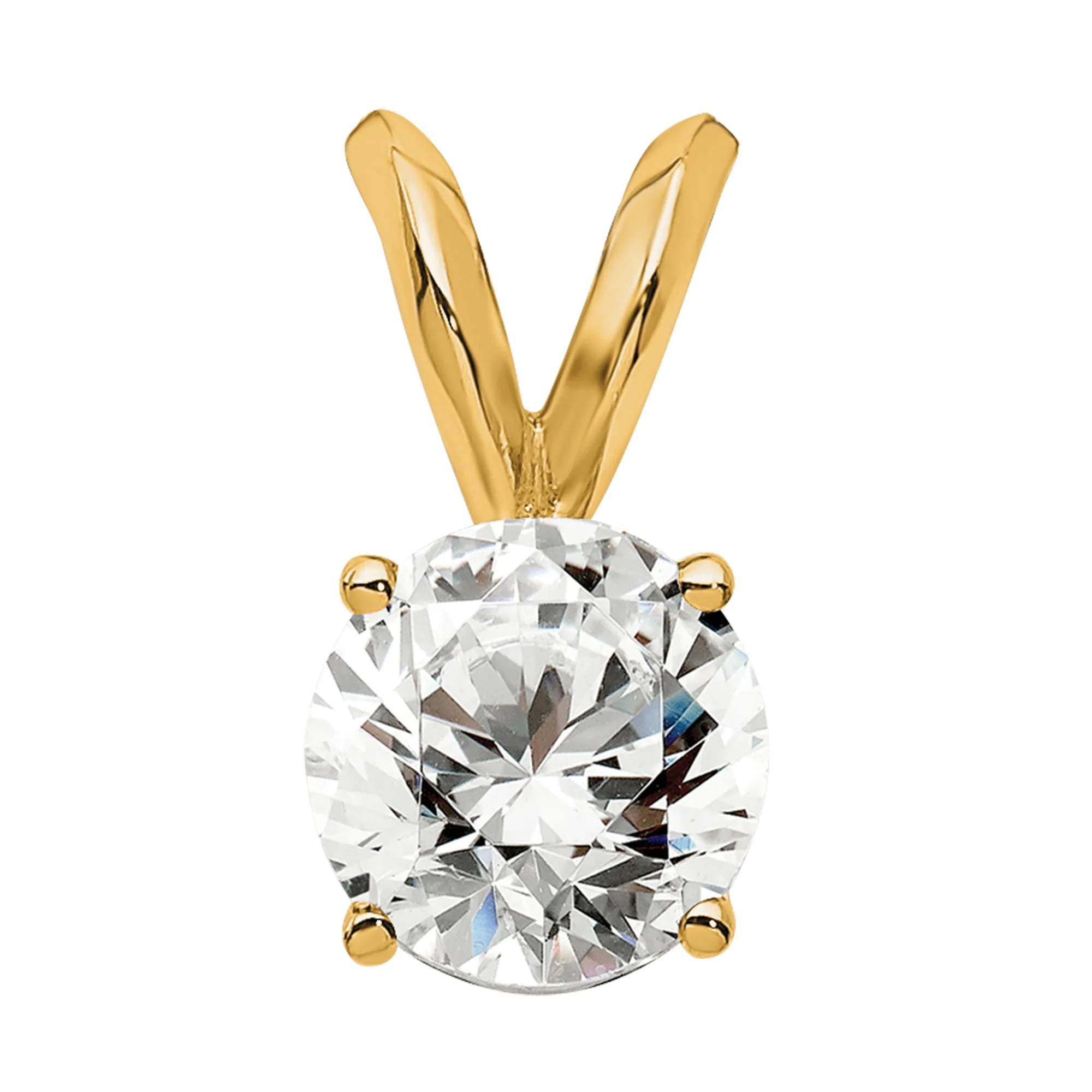 14k Gold Round Lab Grown Diamond Solitaire Pendant (0.5ct, VS, G-H)