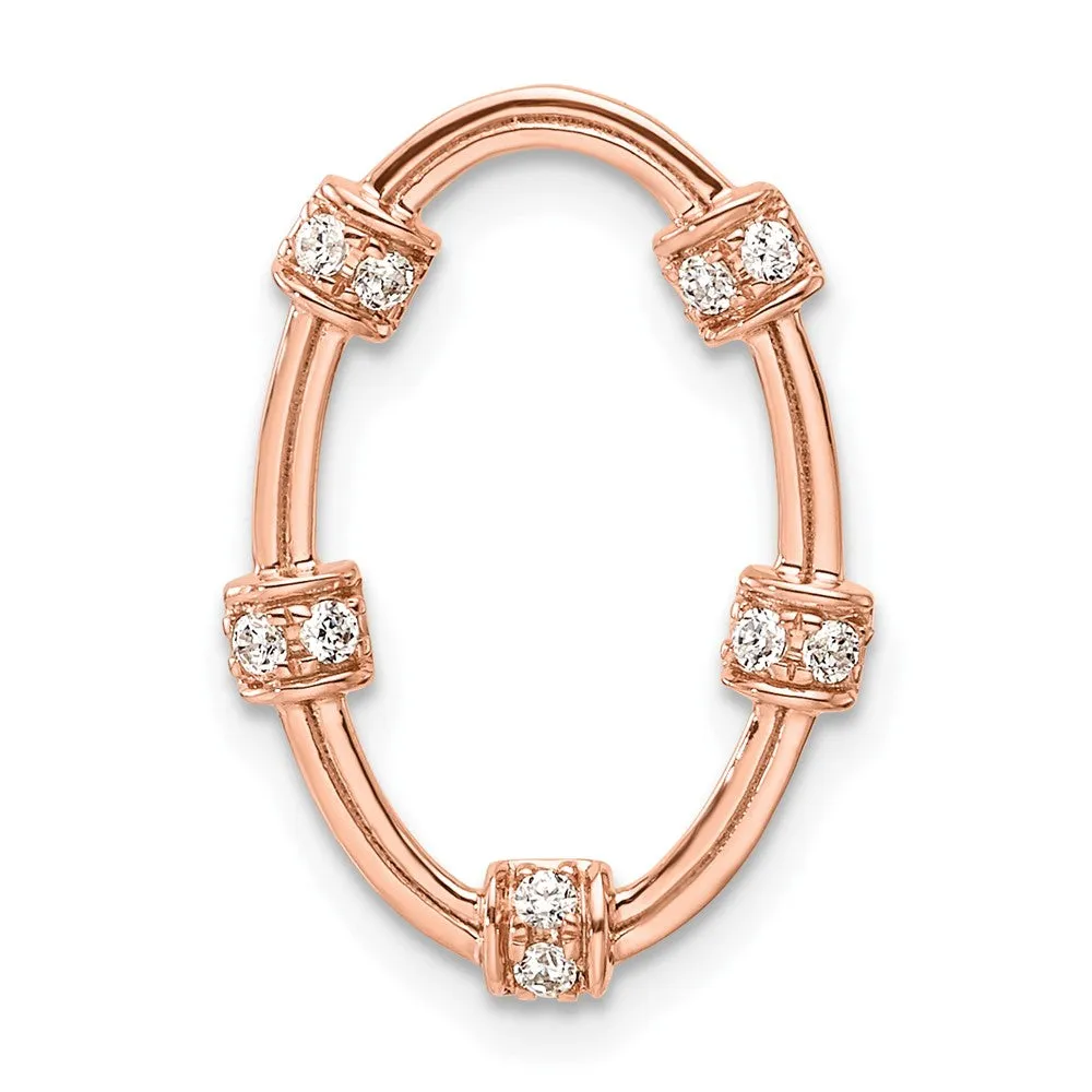 14K Rose Gold Lab Grown Diamond Oval Chain Slide Pendant (0.1ct, VS, G-H)