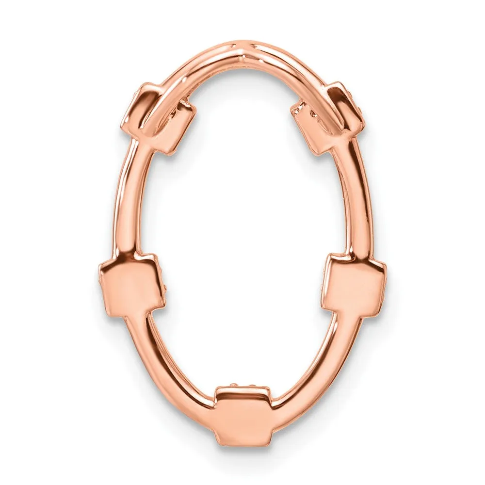 14K Rose Gold Lab Grown Diamond Oval Chain Slide Pendant (0.1ct, VS, G-H)