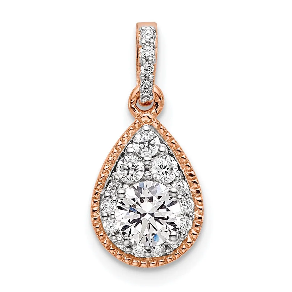14K Rose Gold Lab Grown Diamond Teardrop Pendant (0.51ct, VS, G-H)