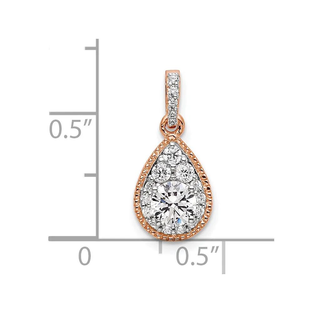 14K Rose Gold Lab Grown Diamond Teardrop Pendant (0.51ct, VS, G-H)
