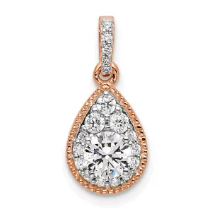 14K Rose Gold Lab Grown Diamond Teardrop Pendant (0.51ct, VS, G-H)