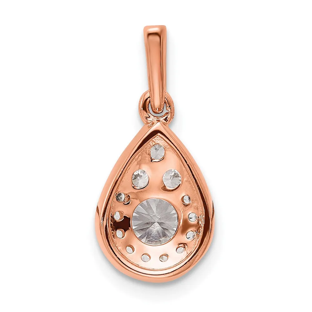 14K Rose Gold Lab Grown Diamond Teardrop Pendant (0.51ct, VS, G-H)