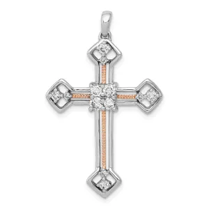 14K Two-Tone Gold Lab Grown Diamond Cross Pendant (0.4ct, VS, G-H)