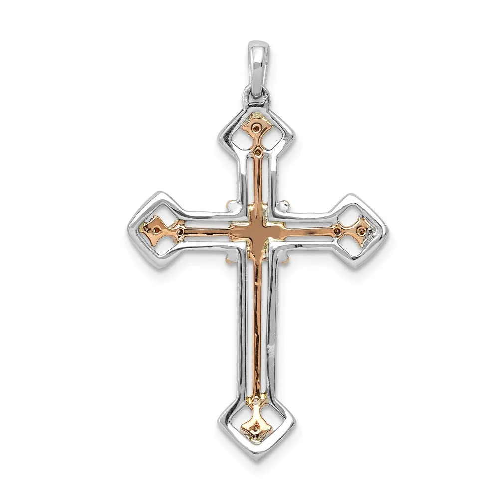 14K Two-Tone Gold Lab Grown Diamond Cross Pendant (0.4ct, VS, G-H)