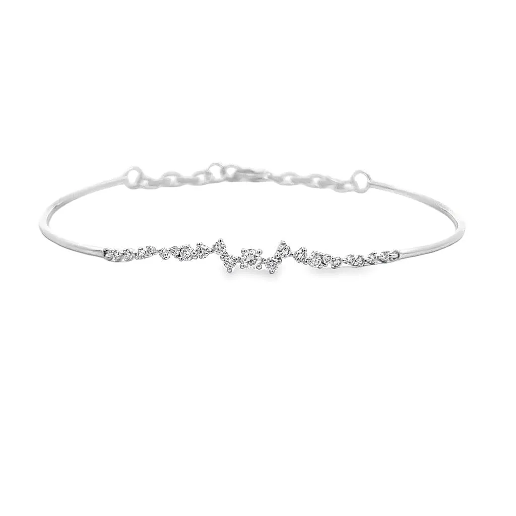 14K White Gold 0.39ctw Diamond Bangle Bracelet