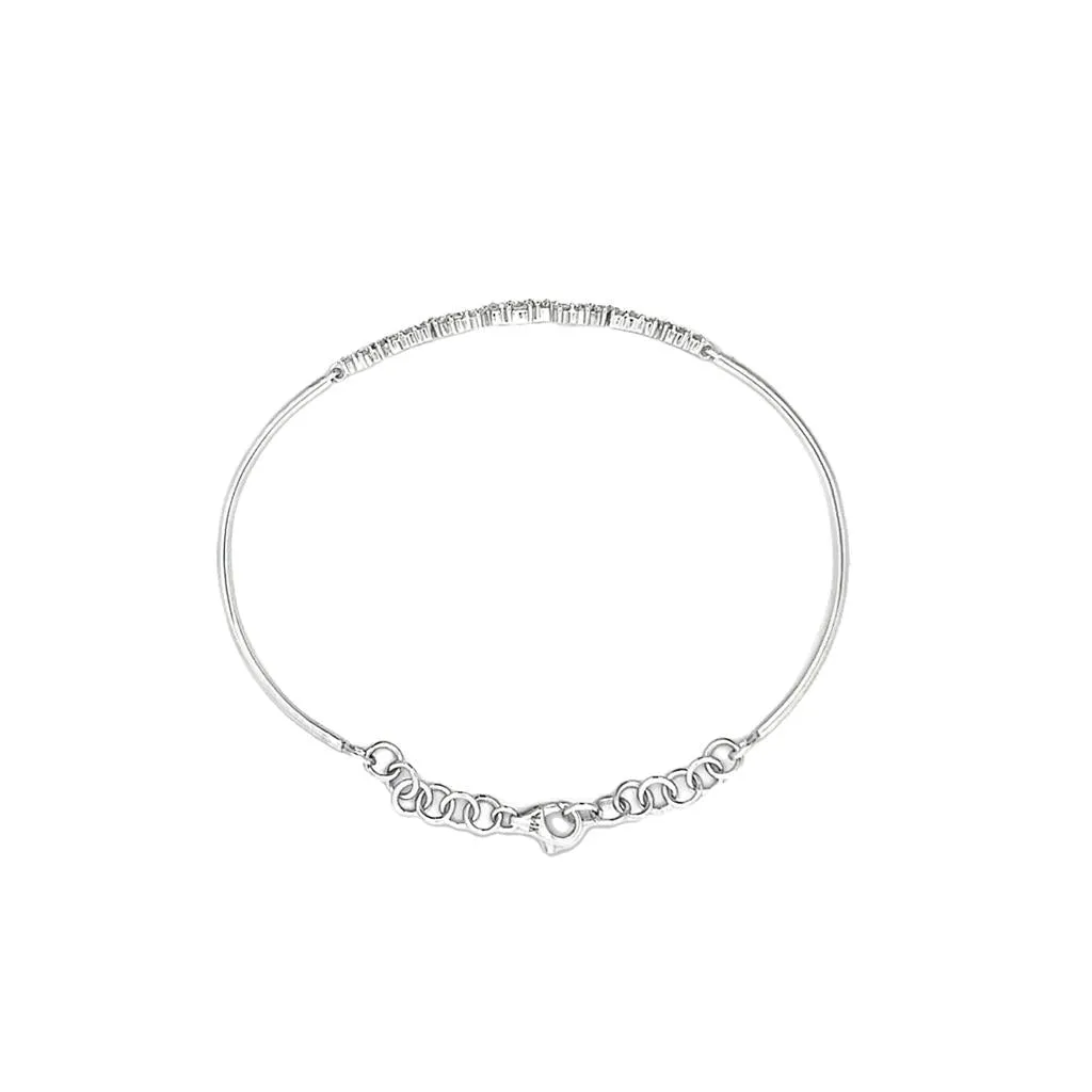 14K White Gold 0.39ctw Diamond Bangle Bracelet