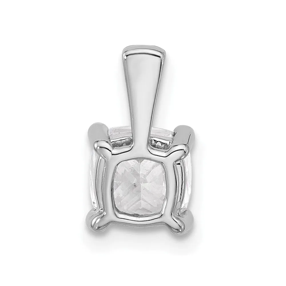 14k White Gold 1 1/2 Ct Cushion Cut Lab Grown Diamond Pendant
