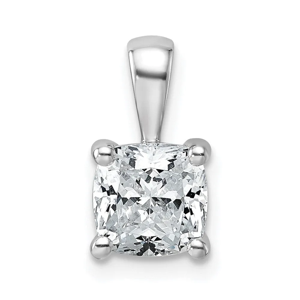 14k White Gold 1 1/2 Ct Cushion Cut Lab Grown Diamond Pendant