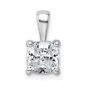 14k White Gold 1 1/2 Ct Cushion Cut Lab Grown Diamond Pendant