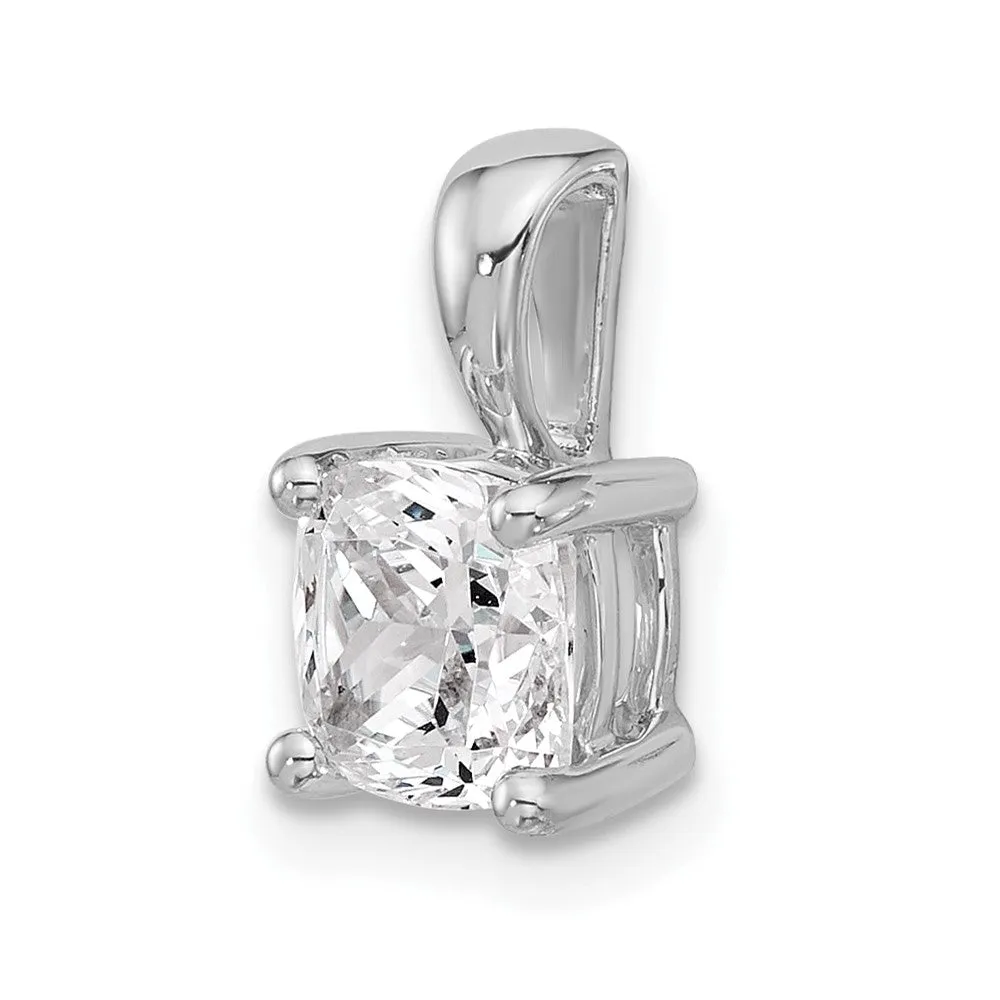 14k White Gold 1 1/2 Ct Cushion Cut Lab Grown Diamond Pendant