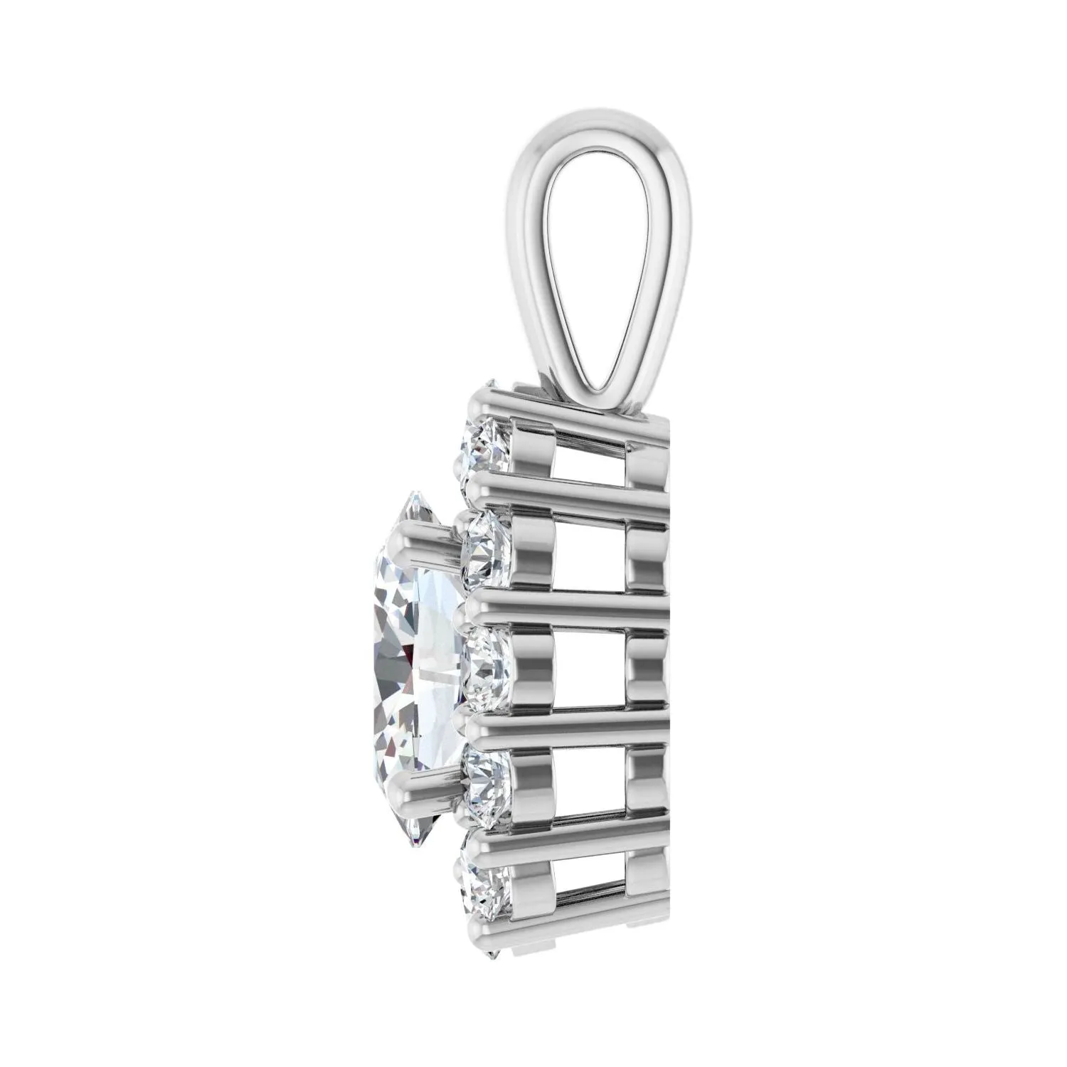 14k White Gold 1 1/6ct Lab-Grown Diamond Halo-Style Pendant