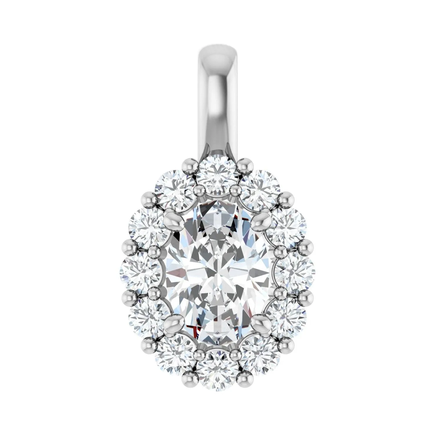 14k White Gold 1 1/6ct Lab-Grown Diamond Halo-Style Pendant