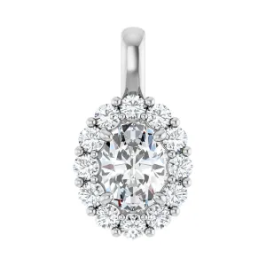 14k White Gold 1 1/6ct Lab-Grown Diamond Halo-Style Pendant