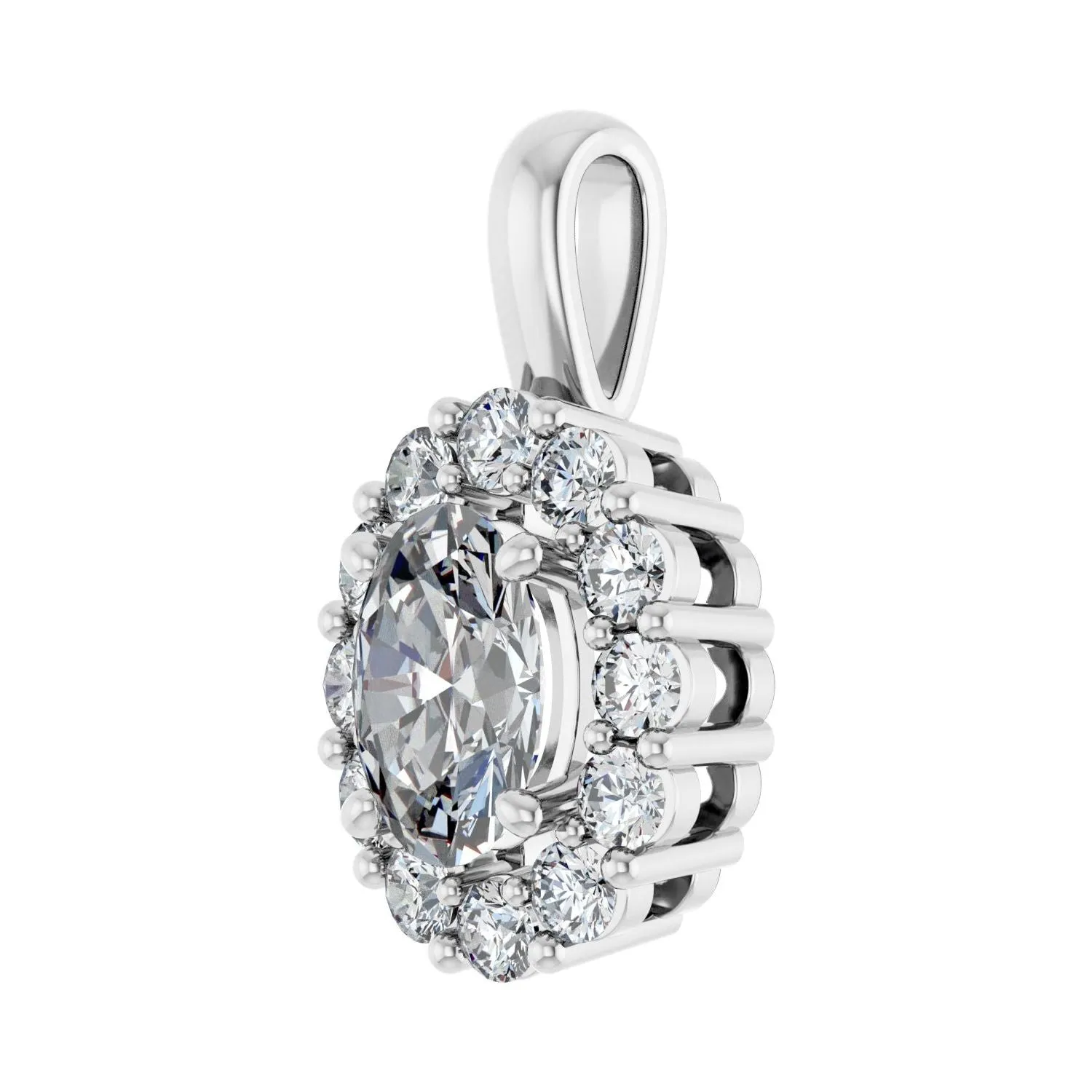 14k White Gold 1 1/6ct Lab-Grown Diamond Halo-Style Pendant