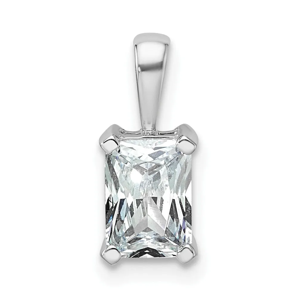 14k White Gold 1 Ct Certified Radiant Cut Lab Grown Diamond Pendant