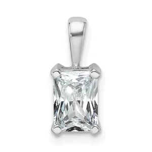 14k White Gold 1 Ct Certified Radiant Cut Lab Grown Diamond Pendant
