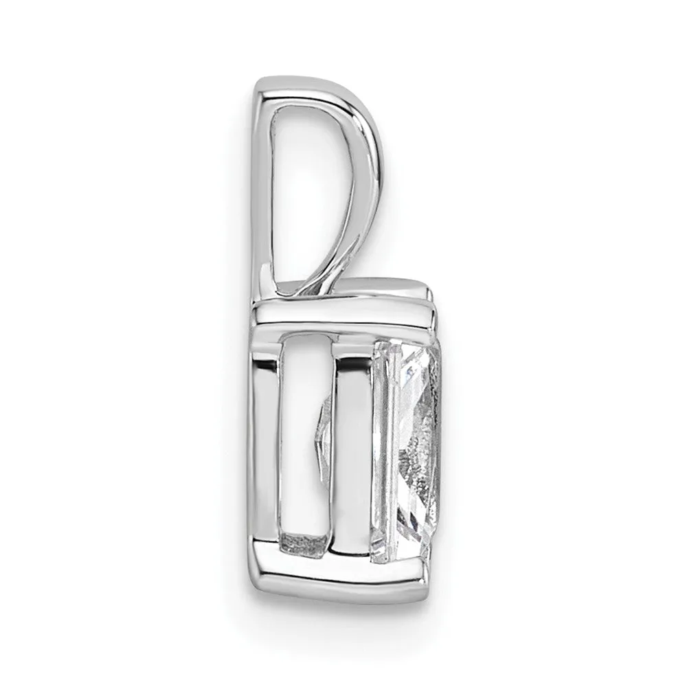 14k White Gold 1 Ct Certified Radiant Cut Lab Grown Diamond Pendant