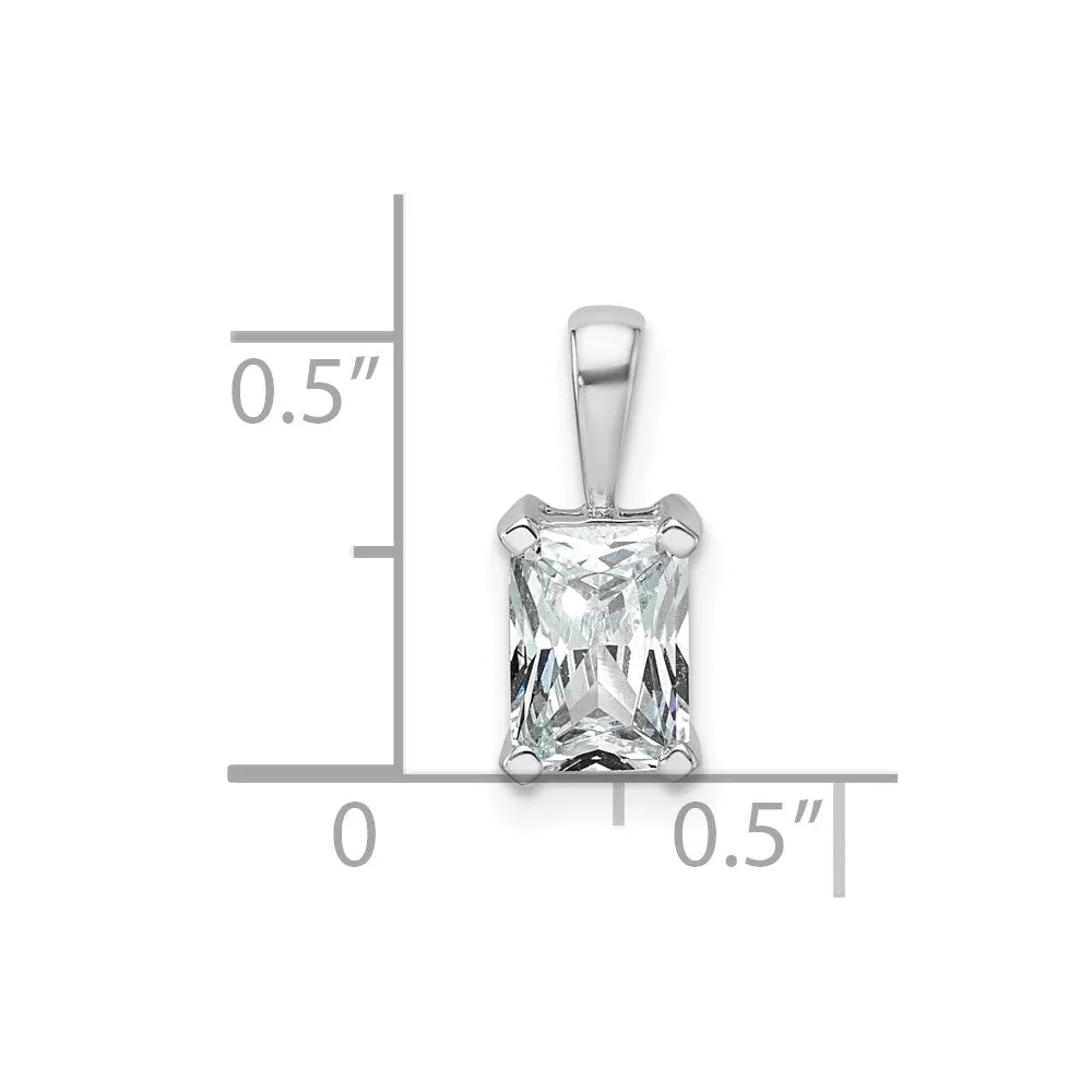 14k White Gold 1 Ct Certified Radiant Cut Lab Grown Diamond Pendant