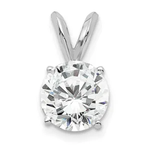 14k White Gold 1 Ct Certified Round Lab Grown Diamond Solitaire Pendant