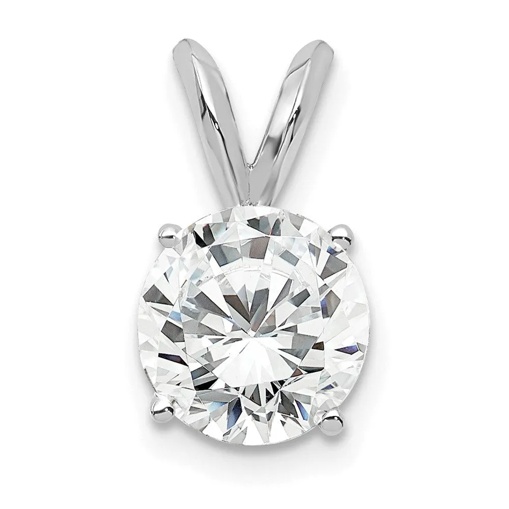14k White Gold 1 Ct Certified Round Lab Grown Diamond Solitaire Pendant