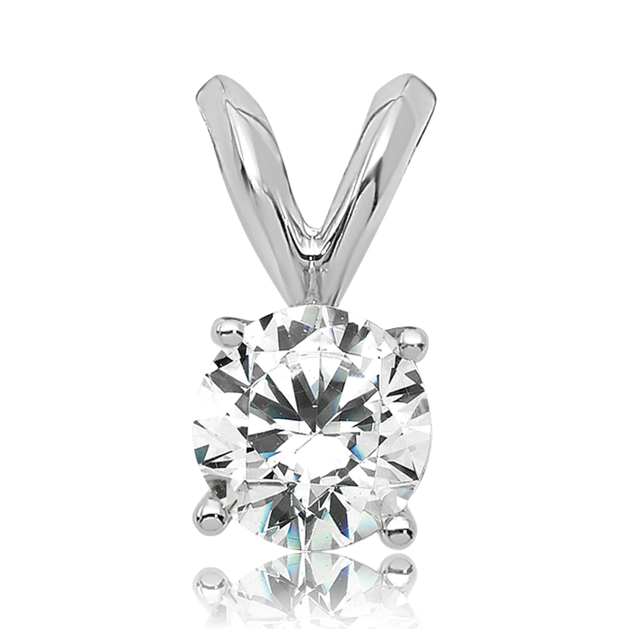 14k White Gold 1 Ct Certified Round Lab Grown Diamond Solitaire Pendant