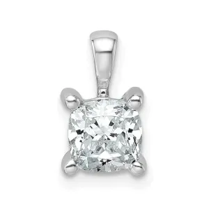 14k White Gold 1 Ct Cushion Cut Lab Grown Diamond Pendant