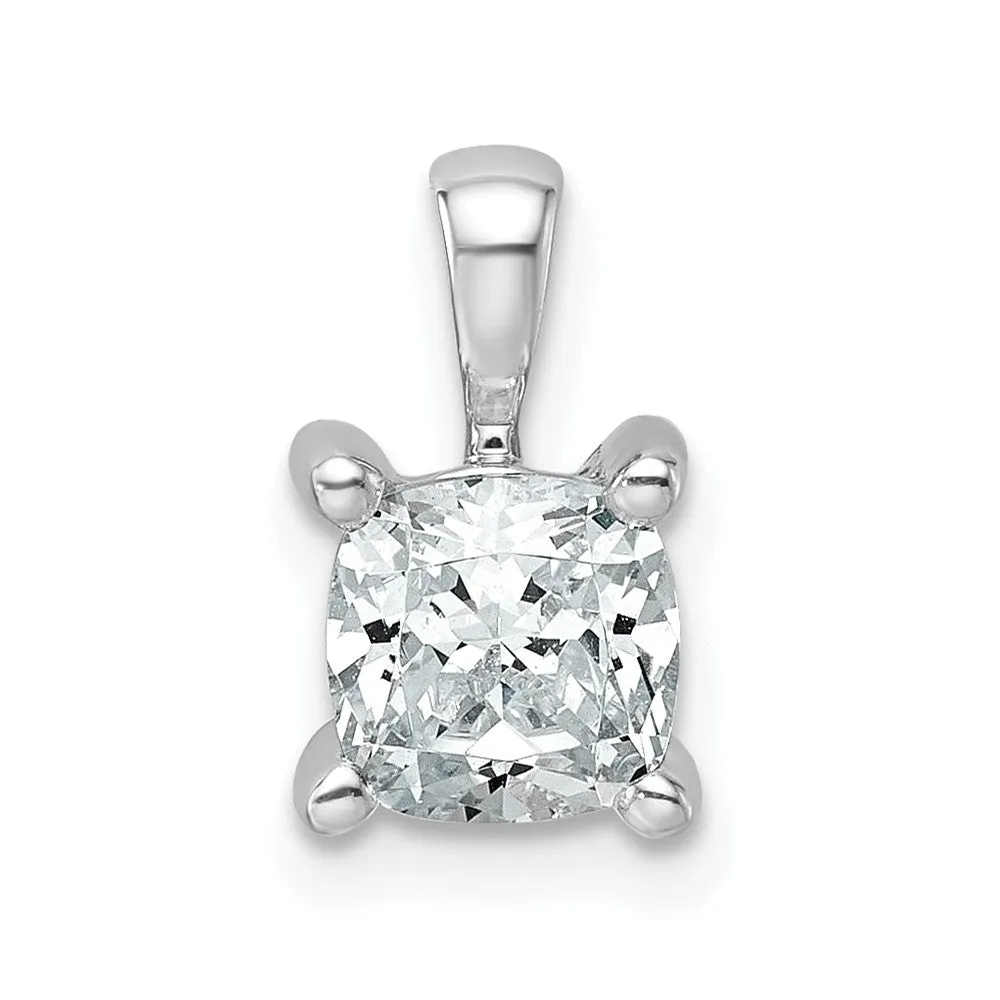 14k White Gold 1 Ct Cushion Cut Lab Grown Diamond Pendant